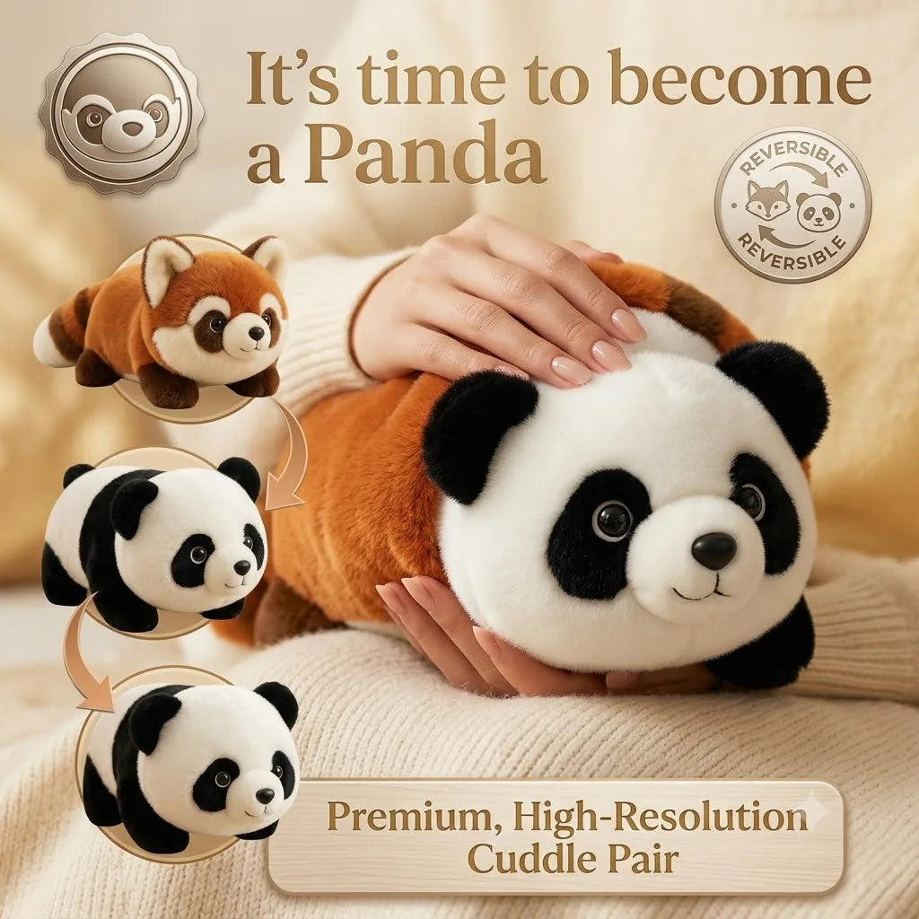 Reversible Panda & Fox Plush Toy – 2-in-1 Flip Stuffed Animal