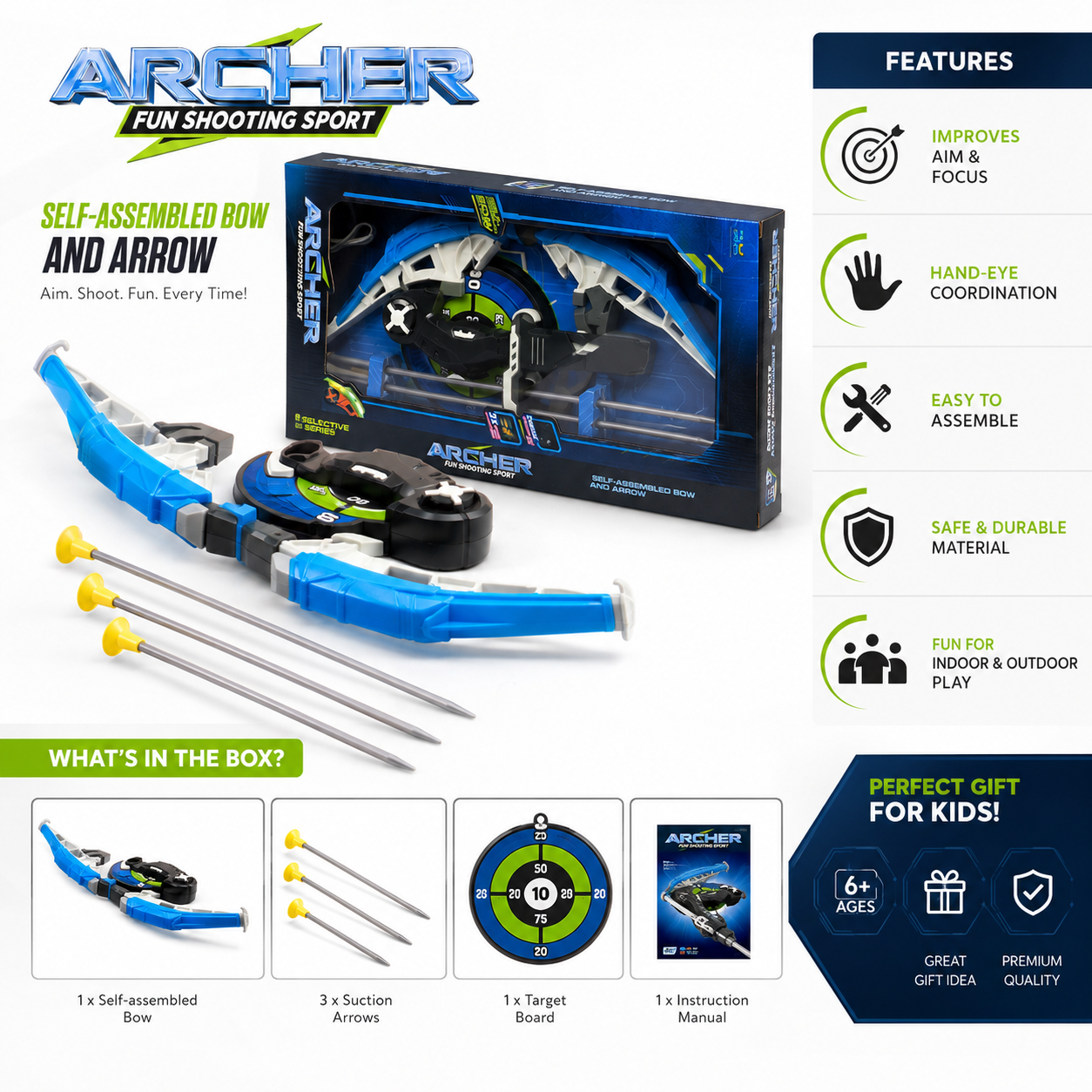 Archer Fun Shooting Sport – Self-Assembled Bow & Arrow Set