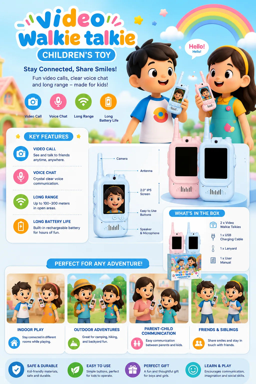 Video Walkie Talkie for Kids – Real-Time Talk & See Toy