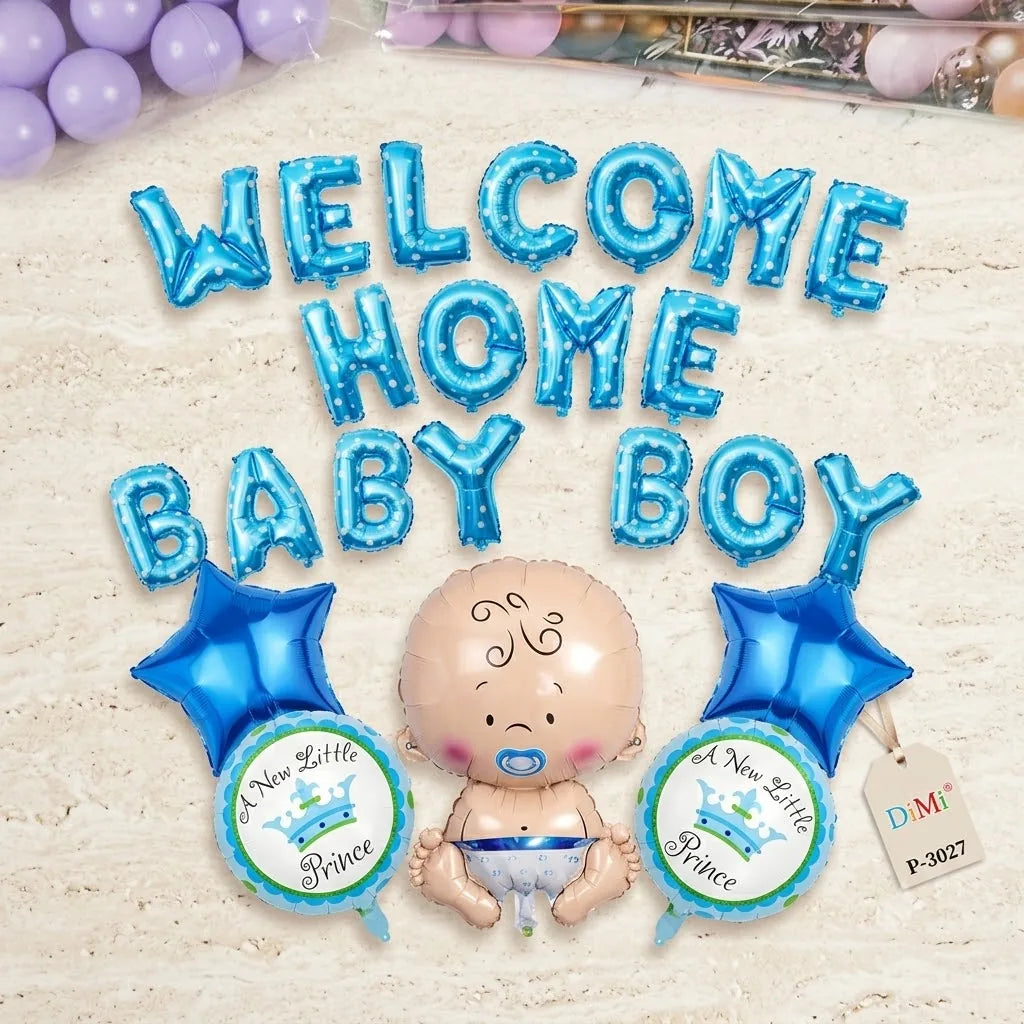 Premium Baby Shower Balloon Garland Kit with Welcome Baby Foil Balloons