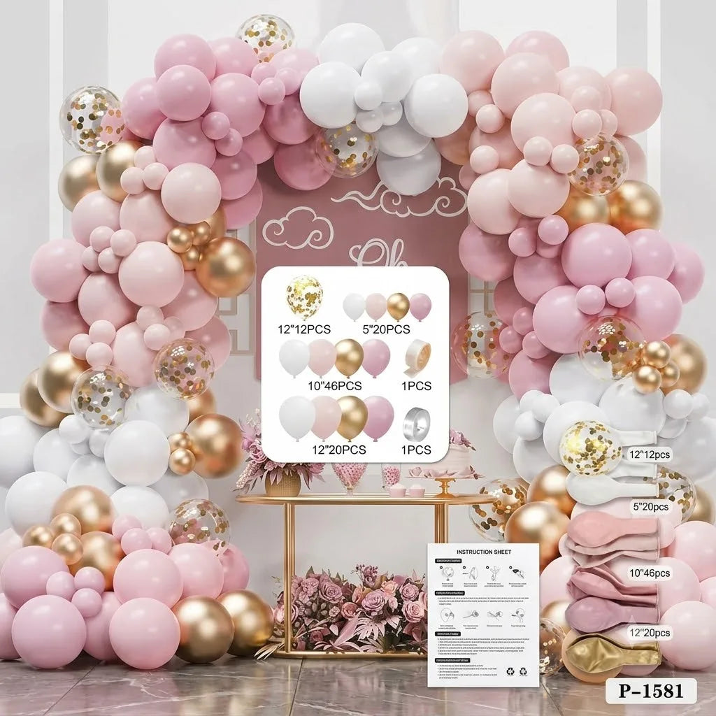 Premium Pink & White Balloon Garland Kit for Birthday Party