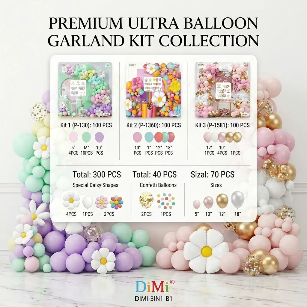 Premium Pink & White Balloon Garland Kit for Birthday Party