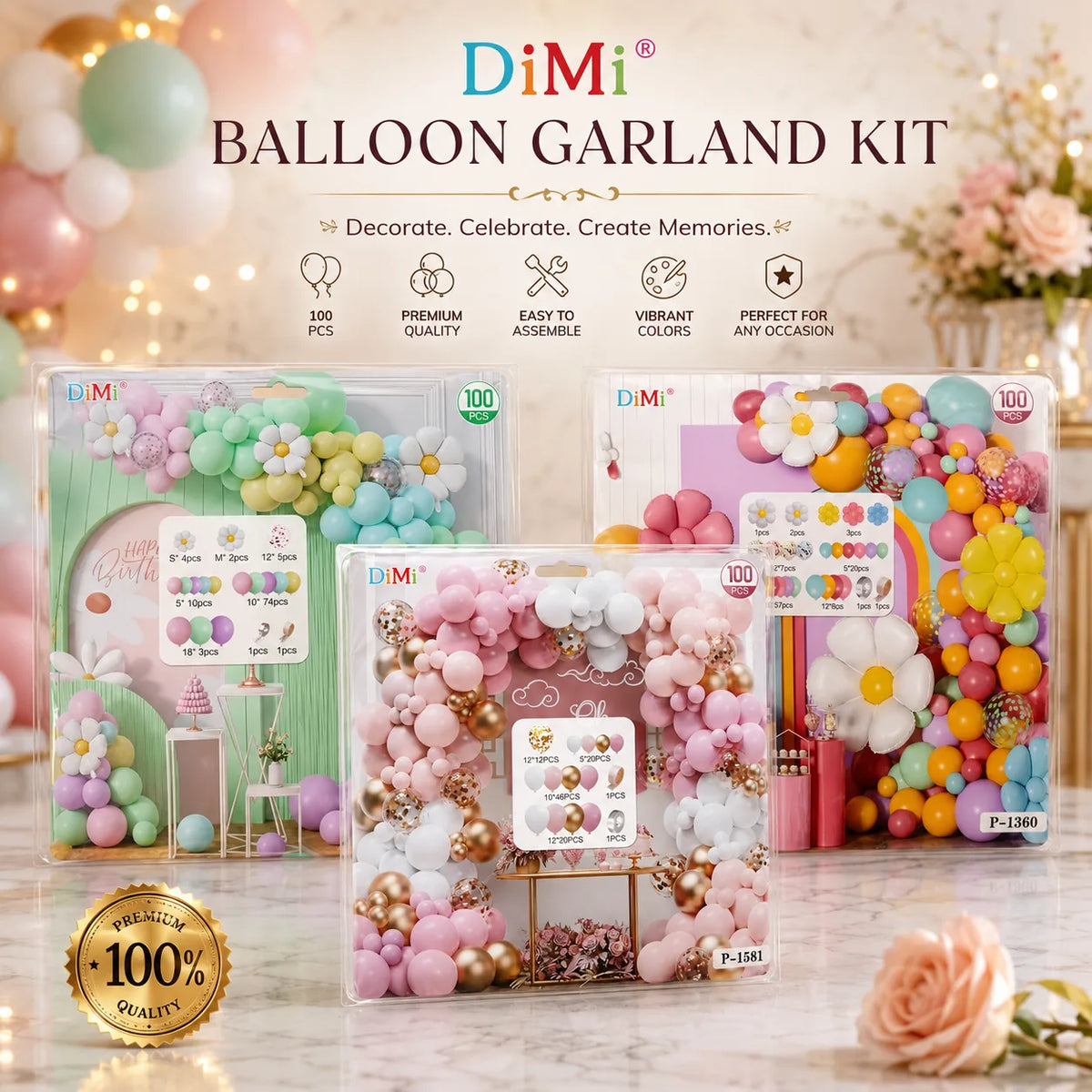 Premium Pink & White Balloon Garland Kit for Birthday Party
