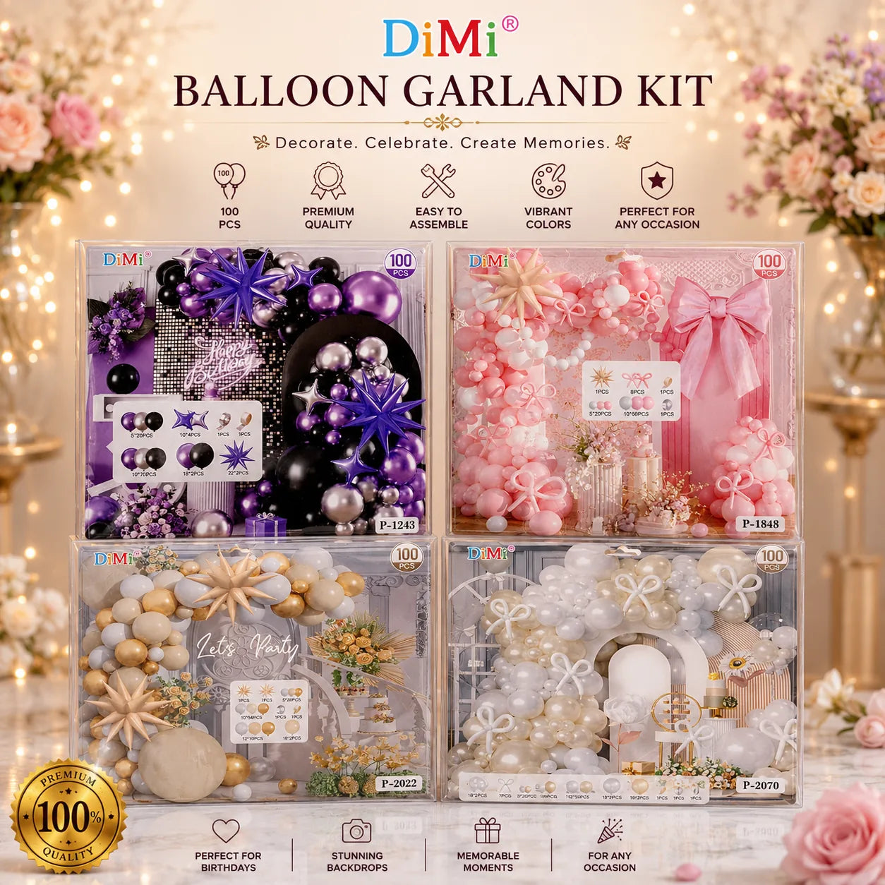 Black Purple Balloon Garland Kit – 100 PCS Party Balloons