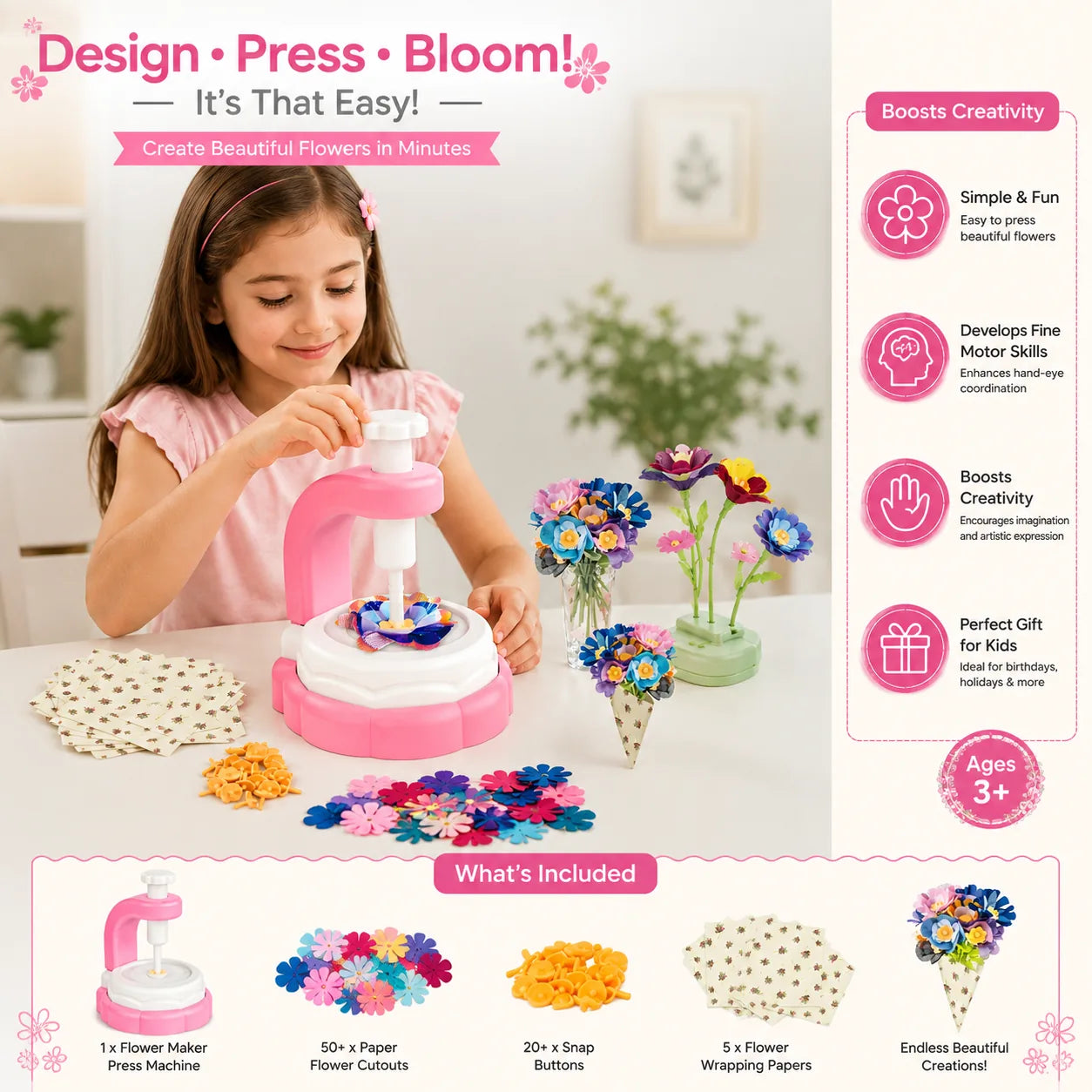 DIY Flower Craft Fabric Bouquet Making Spinning Machine Set