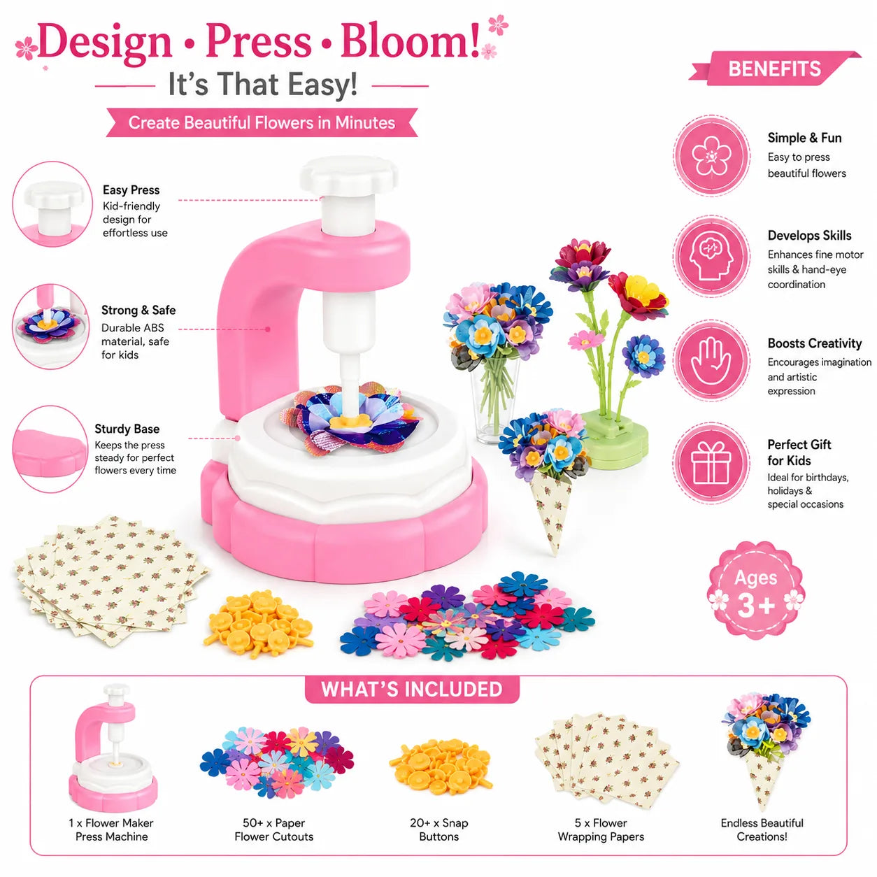 DIY Flower Craft Fabric Bouquet Making Spinning Machine Set