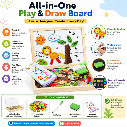 2-in-1 Montessori Magnetic Puzzle Drawing Board - image 2