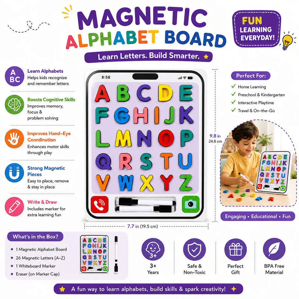 2 in 1 Mobile Alphabet Stacking & White  Board