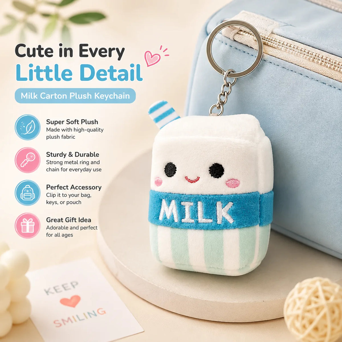 Original Mini Plush Keychains – Cute Kawaii Soft Bag Charms