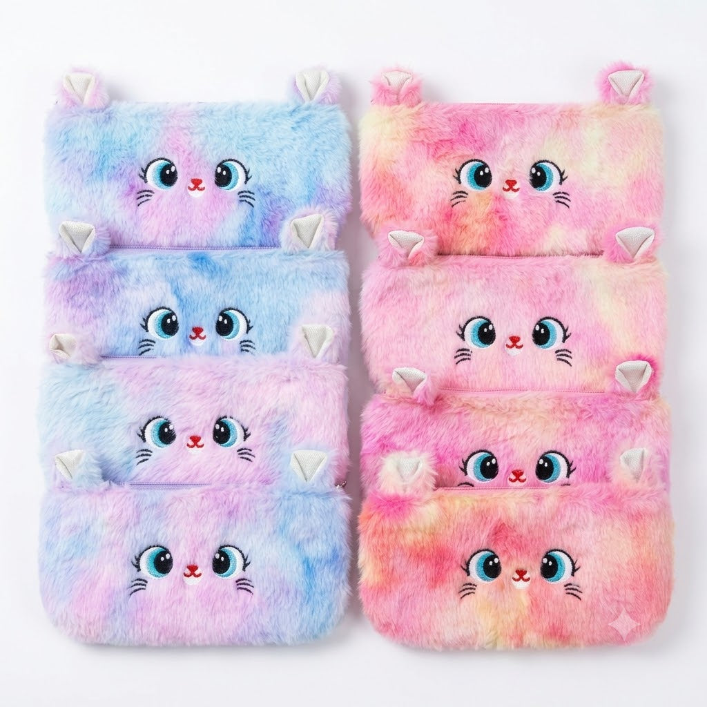 Cute Cat Pencil Case Plush - Storage Pouch Assorted Design