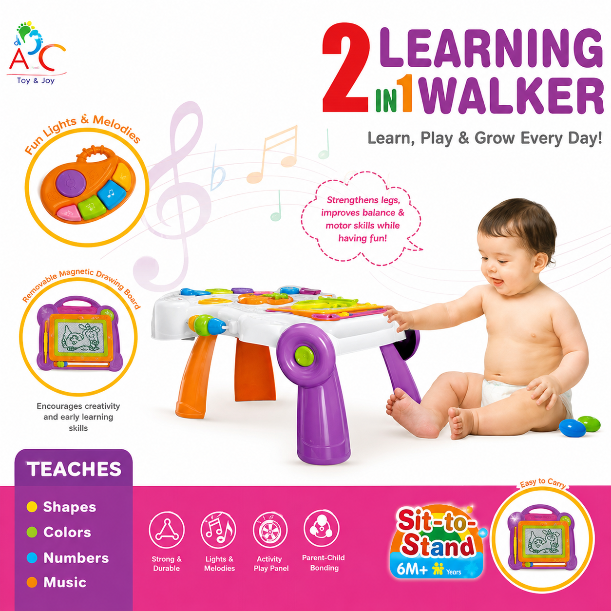 2-in-1 Learning Walker & Activity Table