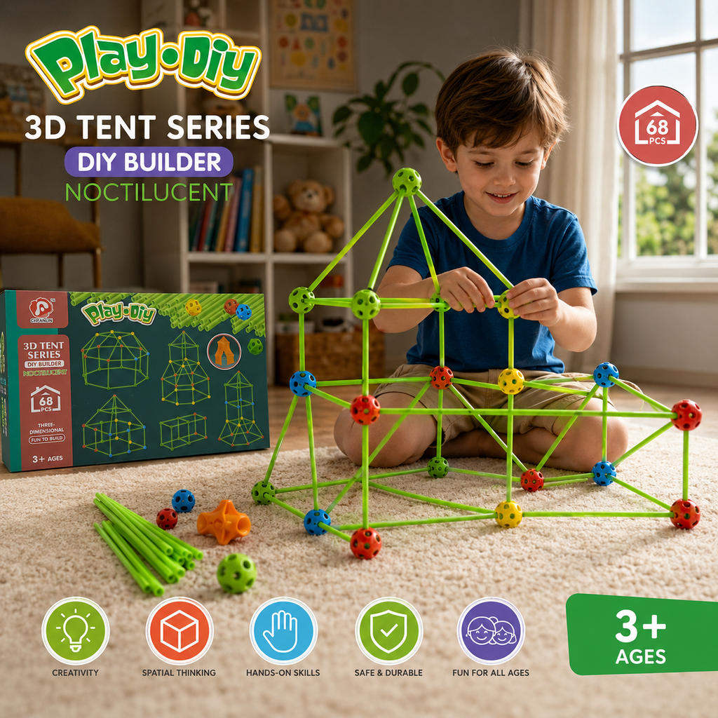Play-Diy 3D Tent Series DIY Builder  – 68 PCS Glow Construction