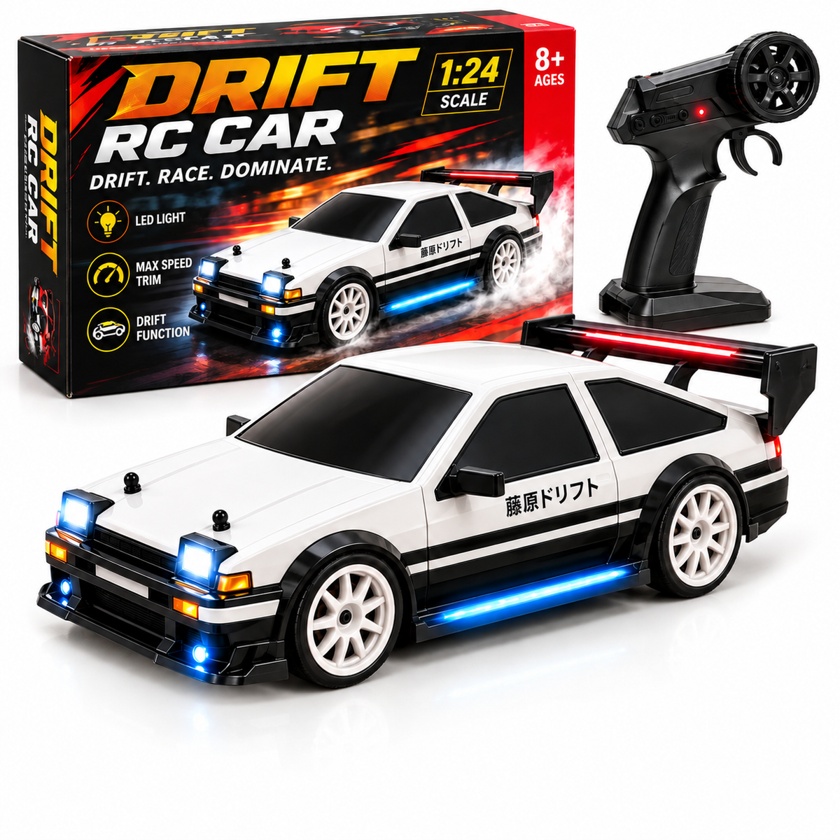 1:24 RC Drift Car with LED Lights & Rechargeable