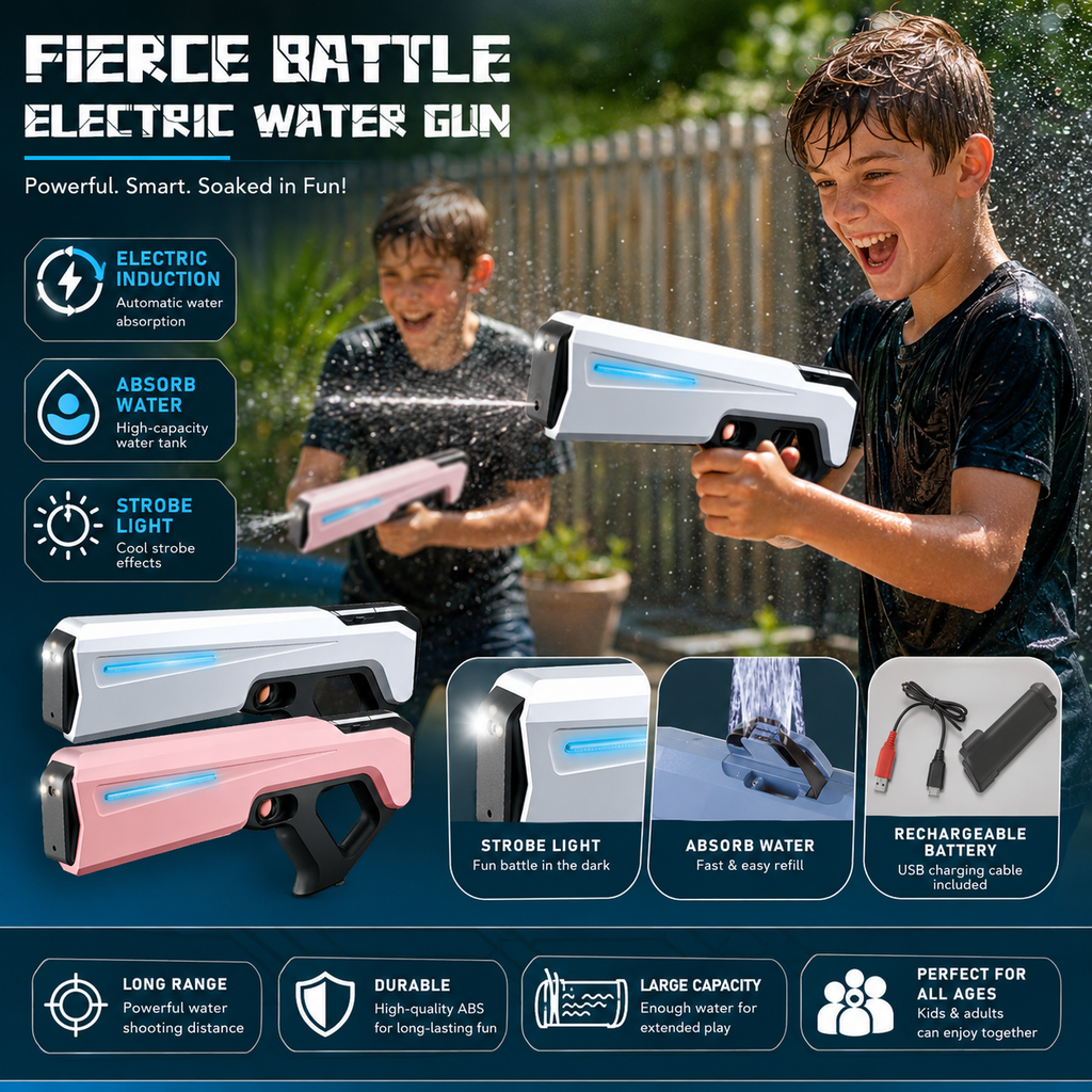 Fierce Battle Electric Water Gun – Automatic Rechargeable Water Blaster