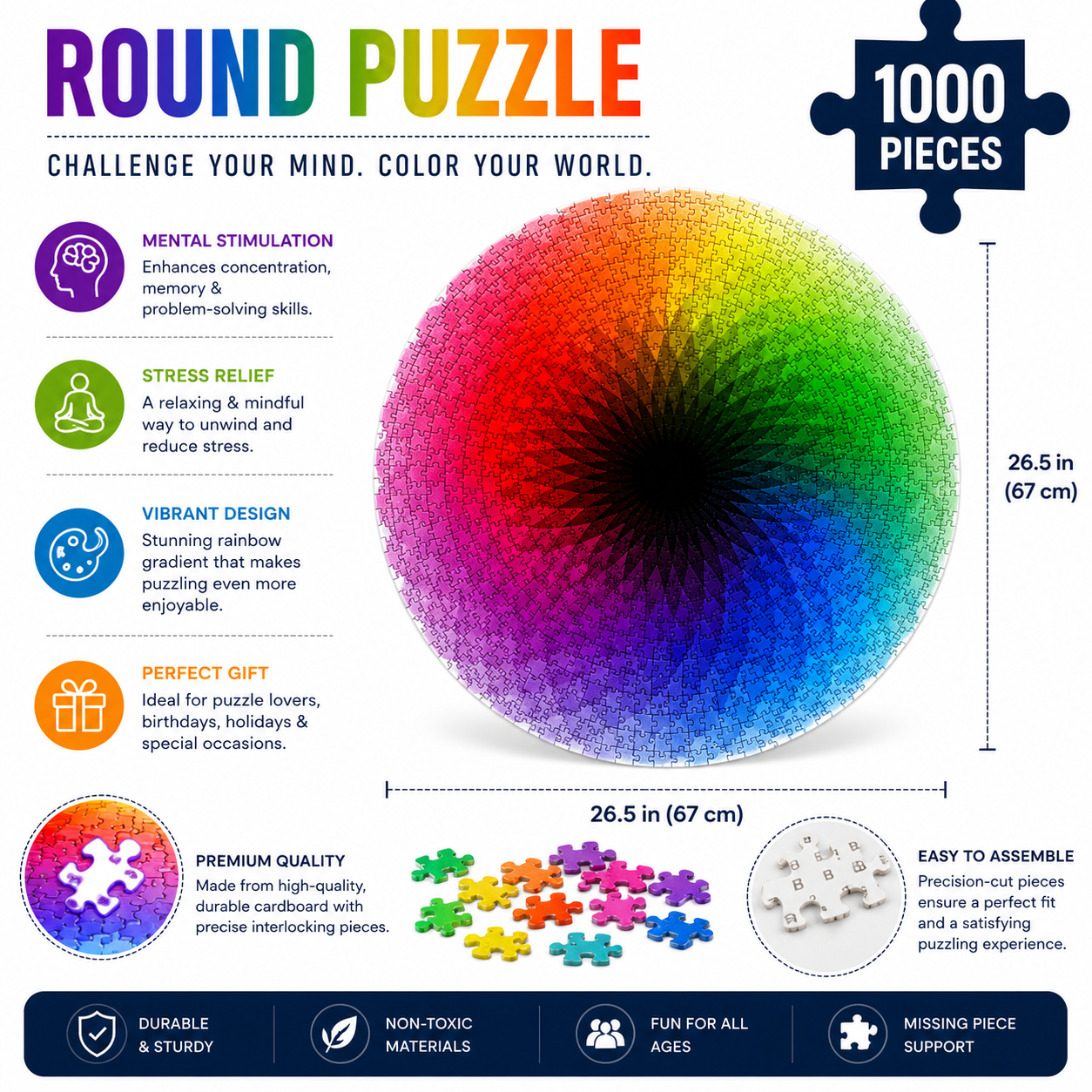 Round Puzzle – Rainbow Circle 1000 Pieces