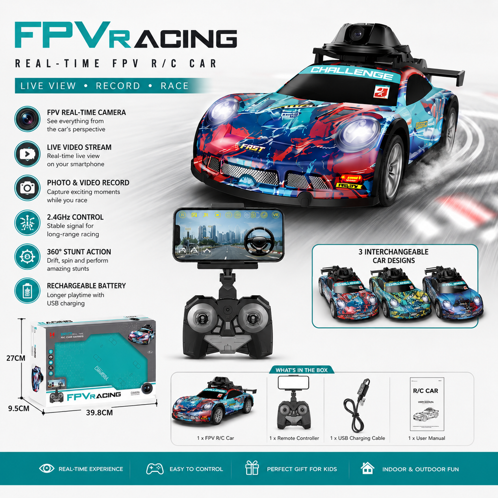 FPV Racing RC Car with WiFi Camera – Real-Time Video Remote Control Toy