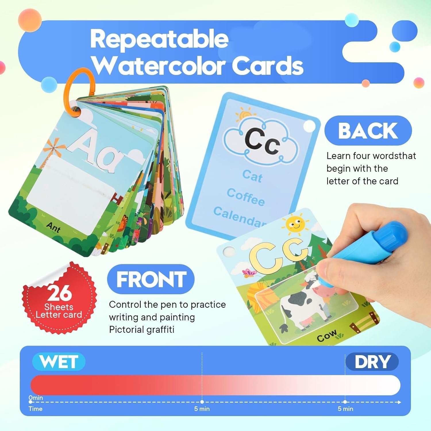 Magical Water Doodle Alphabet Painting Cards