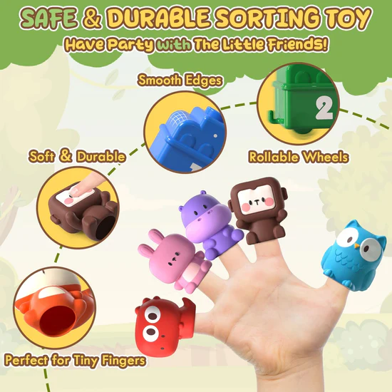 Animal Sorting Digital Train Adventure Matching Play Finger Puppet Set