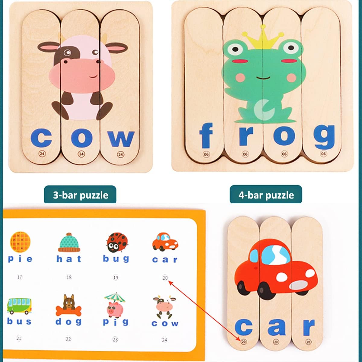 Wooden Spelling Learning Stick Puzzle