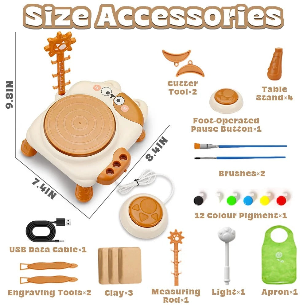 DIY Cat Electric Pottery Wheel Pretend Play Art Tool Kit - JustForKids