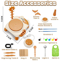 DIY Cat Electric Pottery Wheel Pretend Play Art Tool Kit