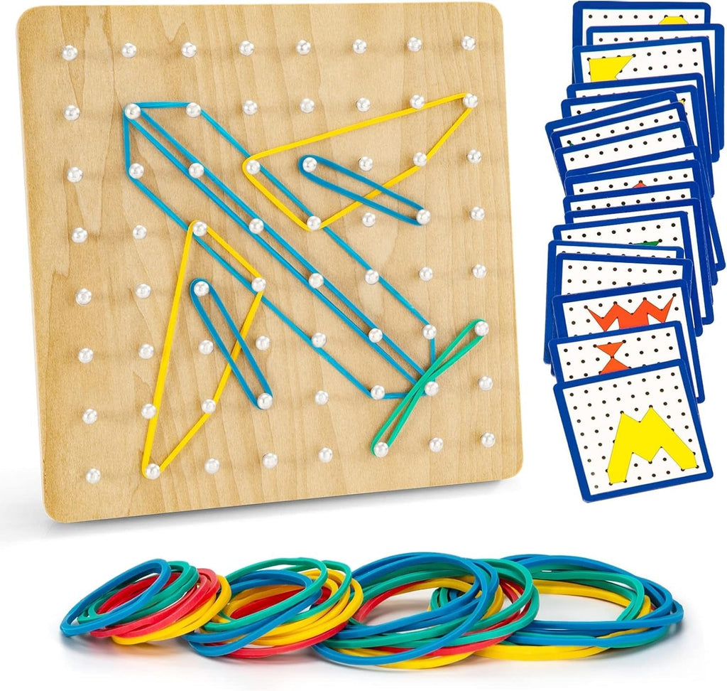 Wooden Geometry Geoboard Pattern Rubber Band Kit
