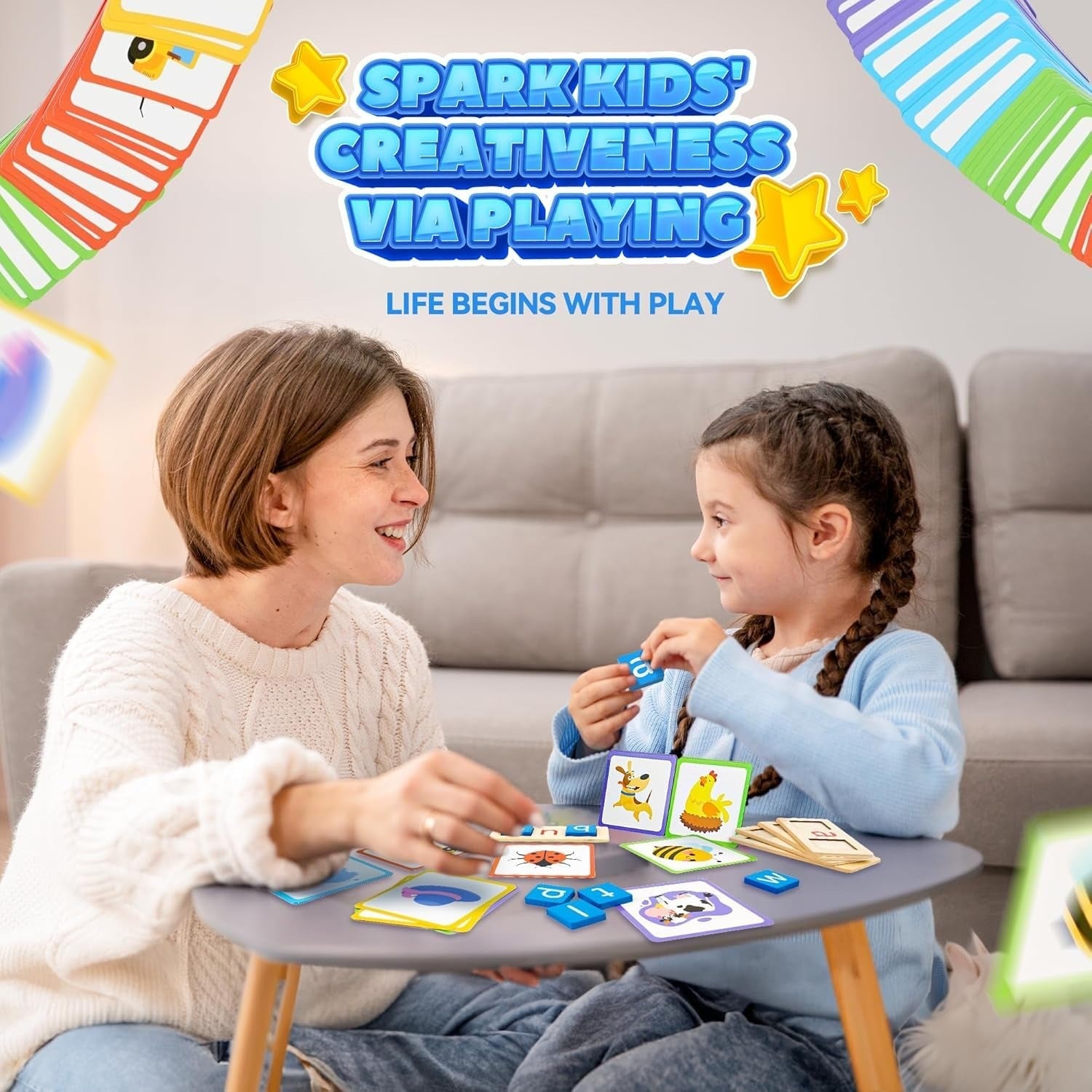 Sight Words Flash Cards Kindergarten Wooden Reading Blocks