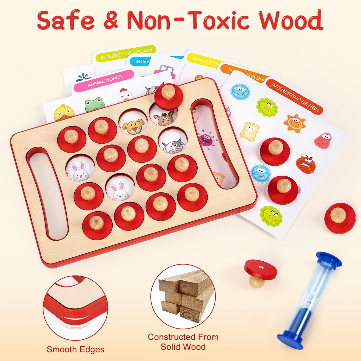 Wooden Matching Memory Chess Board with Timer