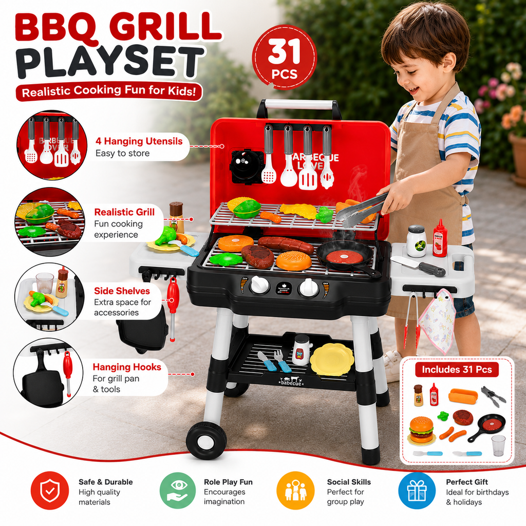 Kids BBQ Grill Playset with Light & Sound