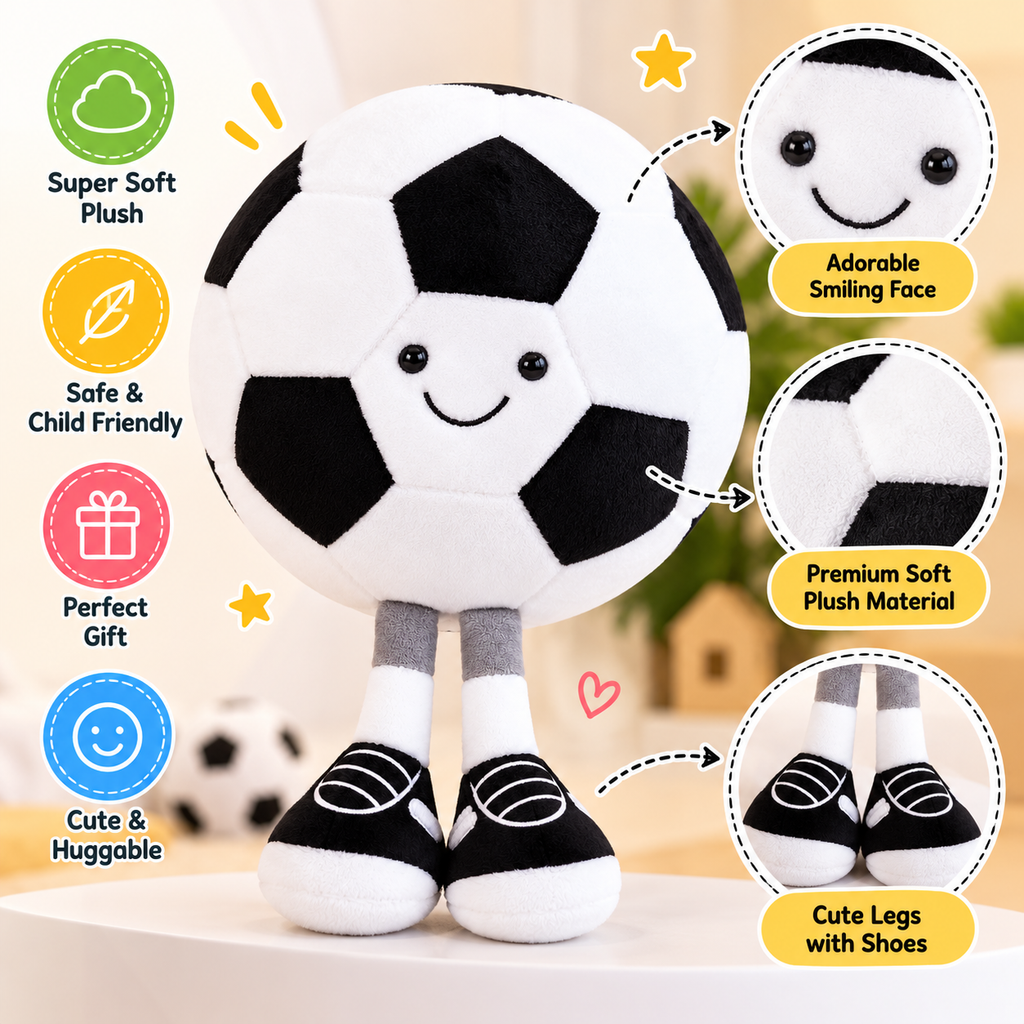 Football Plush with Smiling Face & Legs