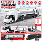 1:32 Tesla Semi Die-Cast Car Carrier Truck – Double Deck Transporter Toy