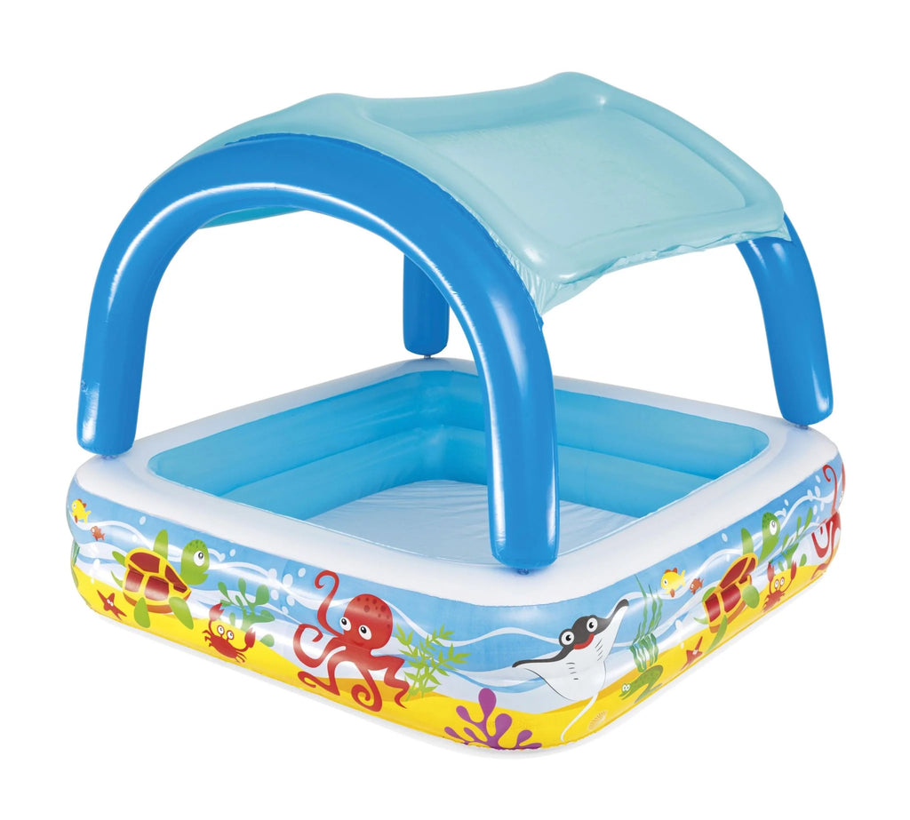 Inflatable Kiddie Pool with Sunshade Canopy