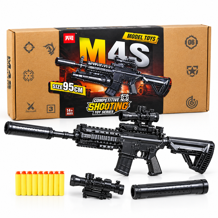 M4S 95cm Competitive Shooting Toy Gun with Scope & Soft Bullets – Model Toy