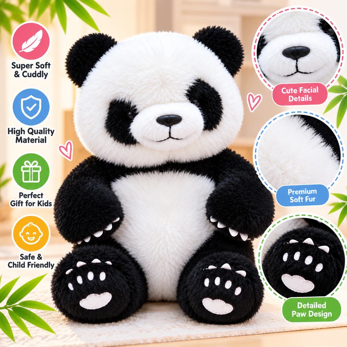 Panda Plush Teddy Bear – Soft Stuffed Toy