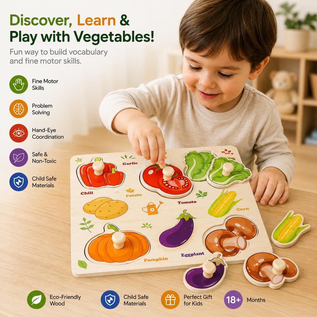 Wooden Shape Sorting Knob Board