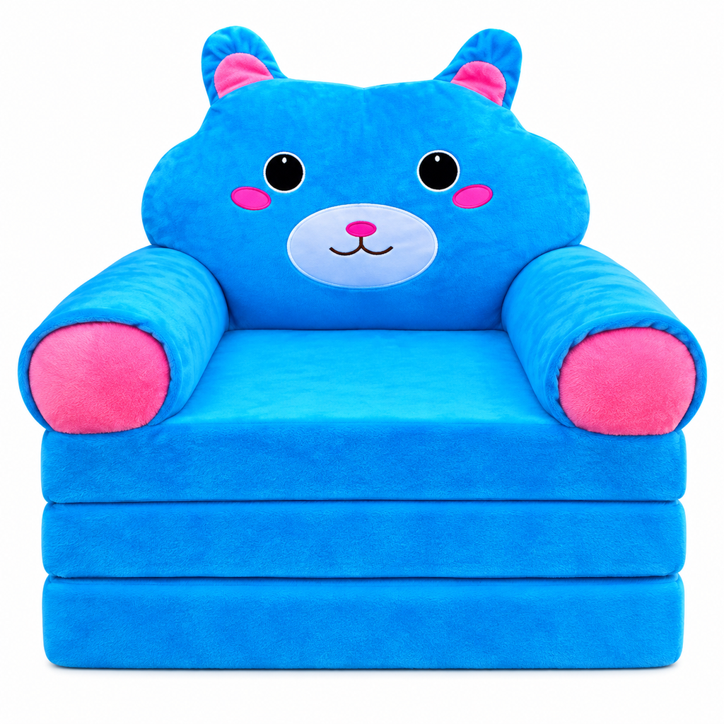 Cartoon Foldable Kids Sofa Chair – Soft 3-Layer Plush
