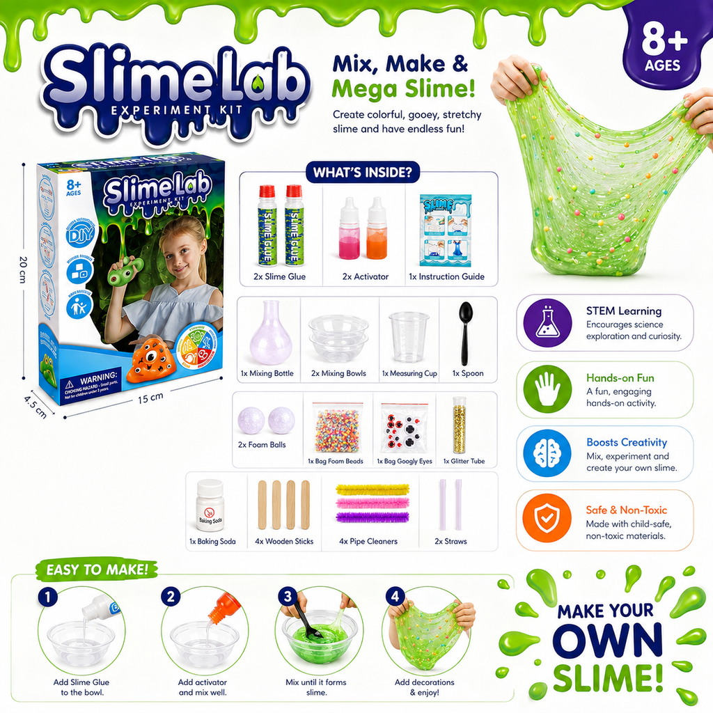 Slime Lab DIY Experiment Kit for Kids | Educational STEM Making Slime