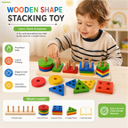 Wooden Shape Stacking - Montessori Educational Learning Toy