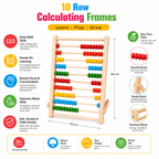 10-Row Wooden Calculating Frame Abacus