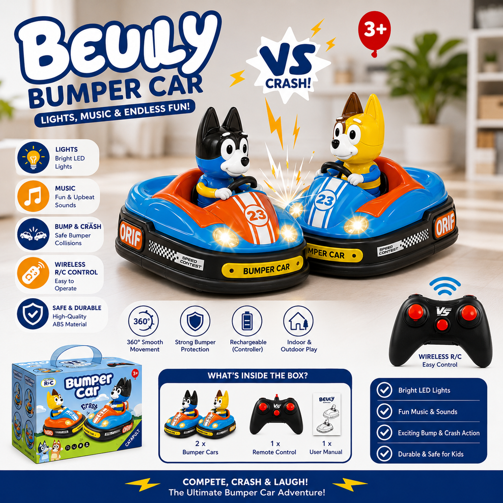 BEULY Wireless RC Bumper Car with Lights & Music – Fun Remote Control
