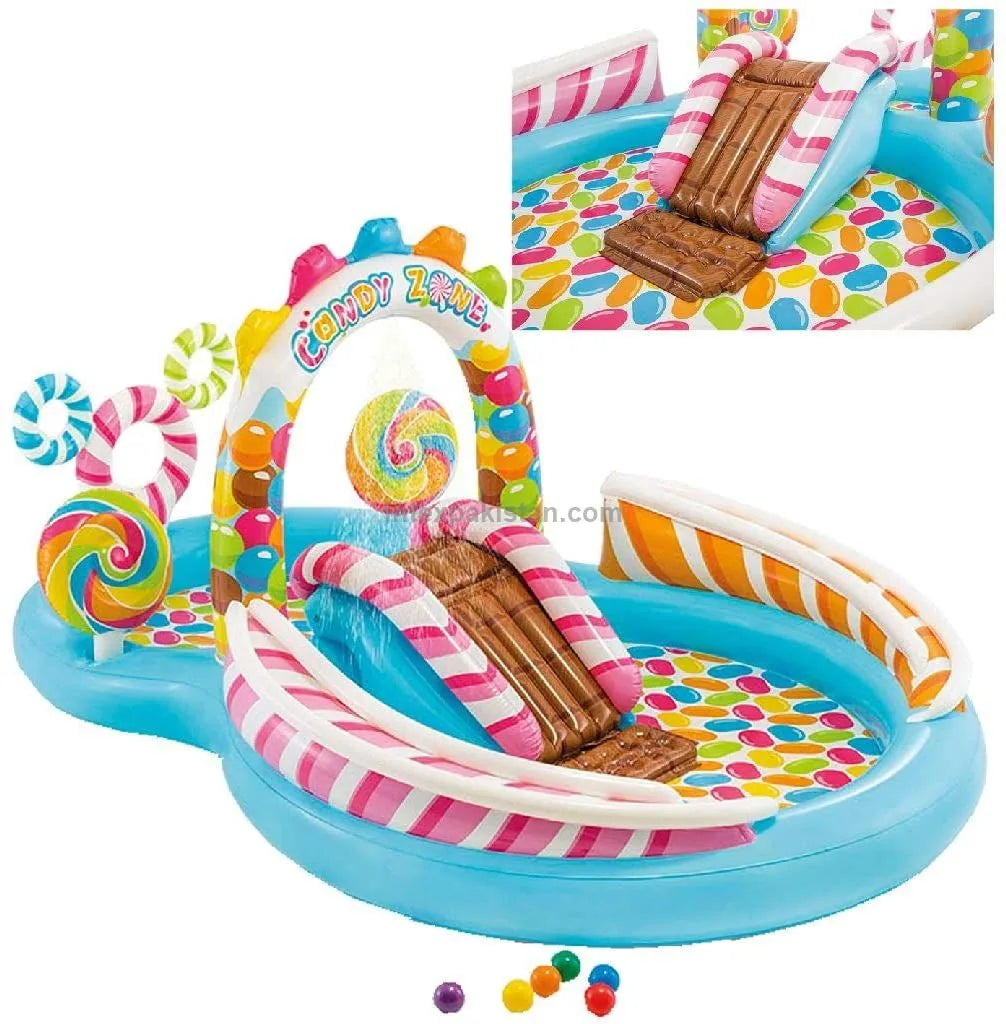 INTEX Inflatable Candy Zone Water Play Center with Slide & Ball Games - 294 cm x 190 cm x 129 cm