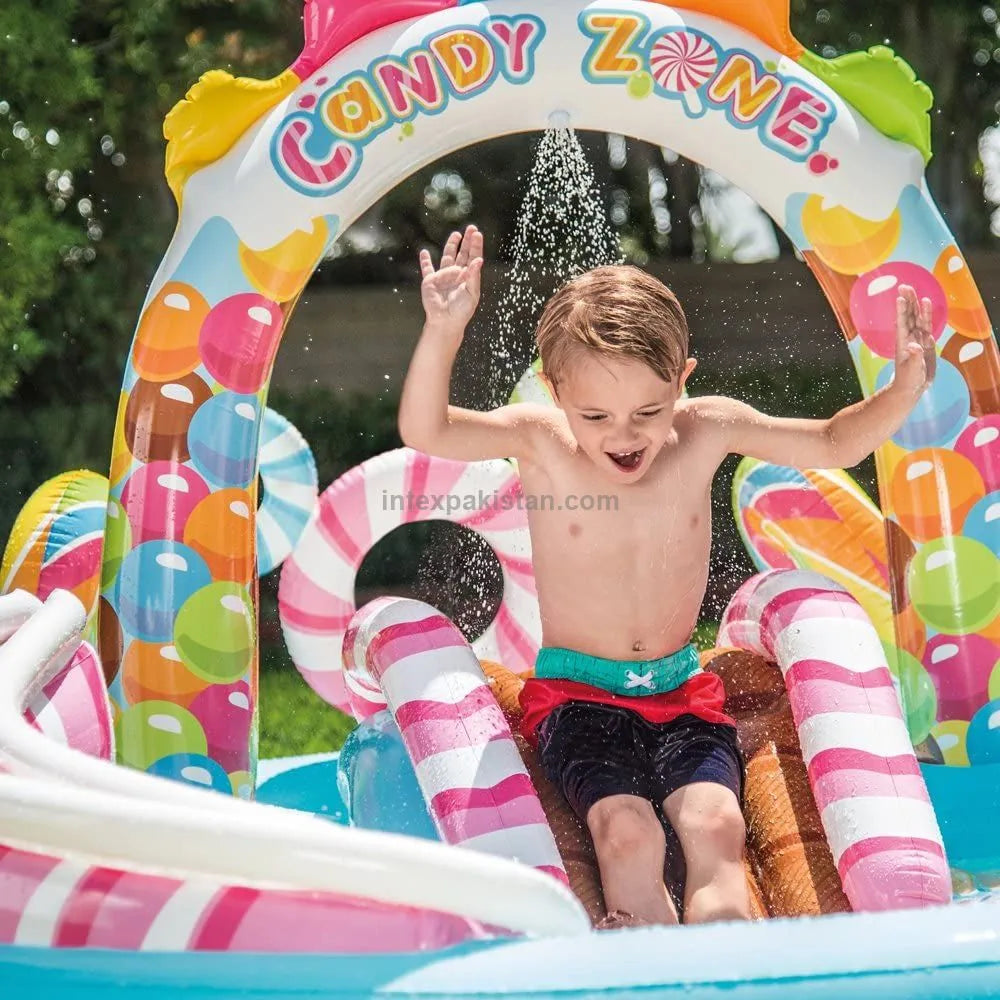 INTEX Inflatable Candy Zone Water Play Center with Slide & Ball Games - 294 cm x 190 cm x 129 cm