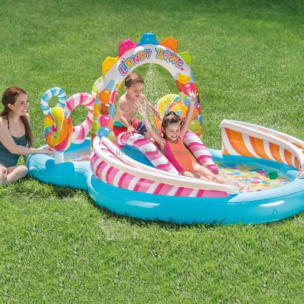 INTEX Inflatable Candy Zone Water Play Center with Slide & Ball Games - 294 cm x 190 cm x 129 cm