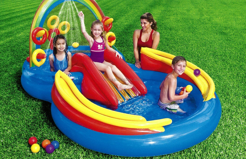INTEX Inflatable Water Play Center with Slide & Sprayer - 297 cm × 193 cm × 135 cm