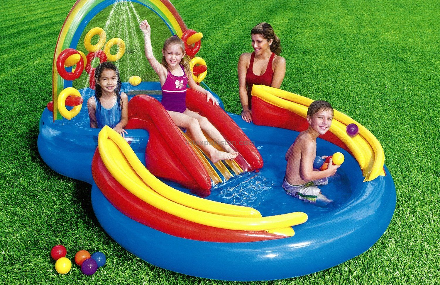 INTEX Inflatable Water Play Center with Slide & Sprayer - 297 cm × 193 cm × 135 cm
