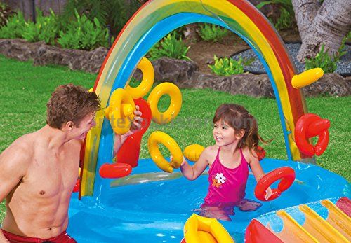 INTEX Inflatable Water Play Center with Slide & Sprayer - 297 cm × 193 cm × 135 cm