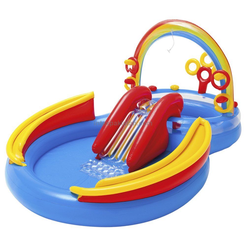 INTEX Inflatable Water Play Center with Slide & Sprayer - 297 cm × 193 cm × 135 cm