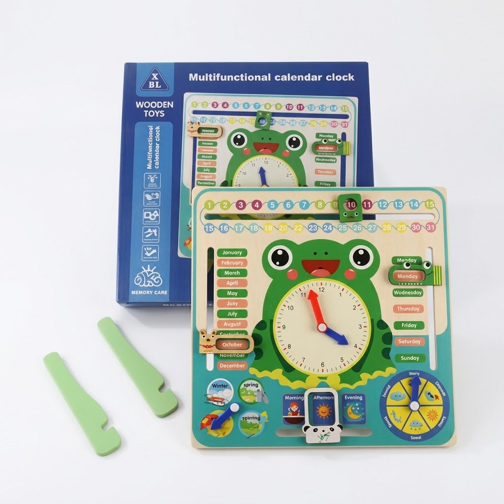 Multifunctional Wooden Calendar Clock & Weather Board