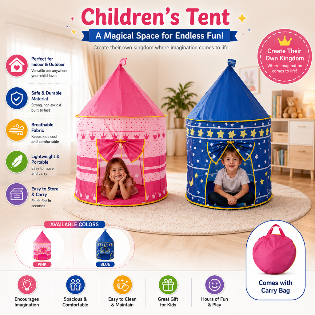 Kids Pop-Up Play Tent House Indoor & Outdoor Children's Tent