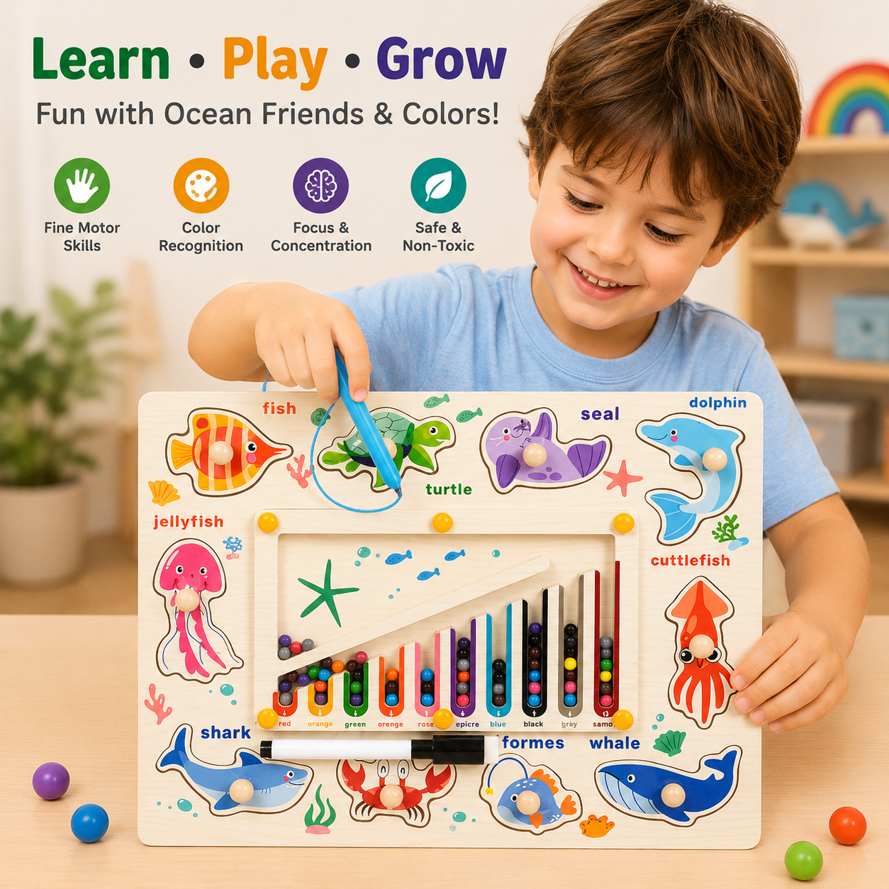 Montessori Wooden Activity Board for Kids